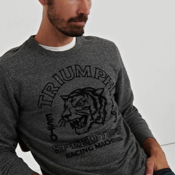 LUCKY BRAND Other - LUCKY BRAND TRIUMPH TIGER PRINT GRAY PULLOVER SWEATSHIRT L